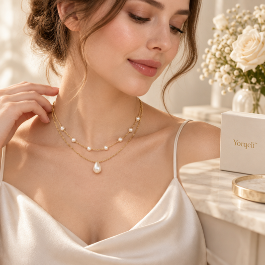 Yorqeli™ PearlDuet Double-Layer Pearl Collar Necklace product view