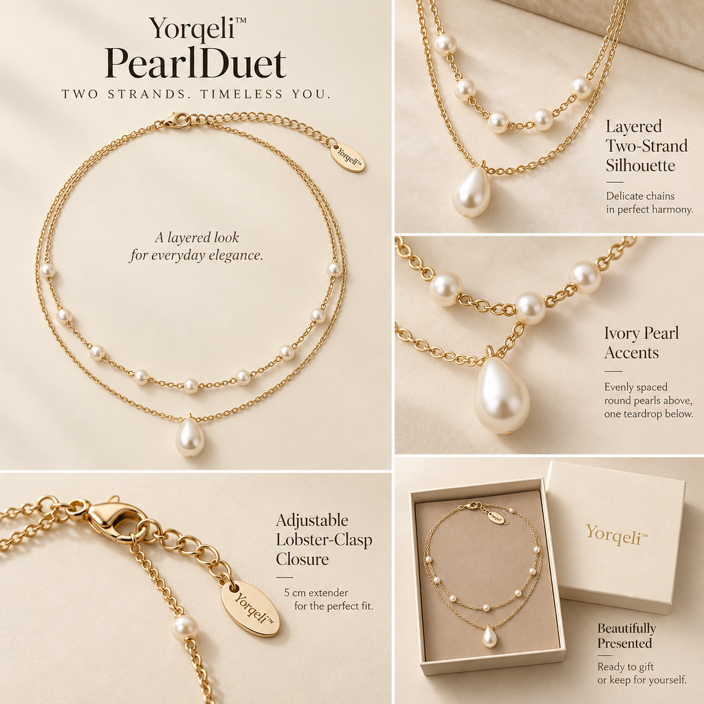 Yorqeli™ PearlDuet Double-Layer Pearl Collar Necklace image 3