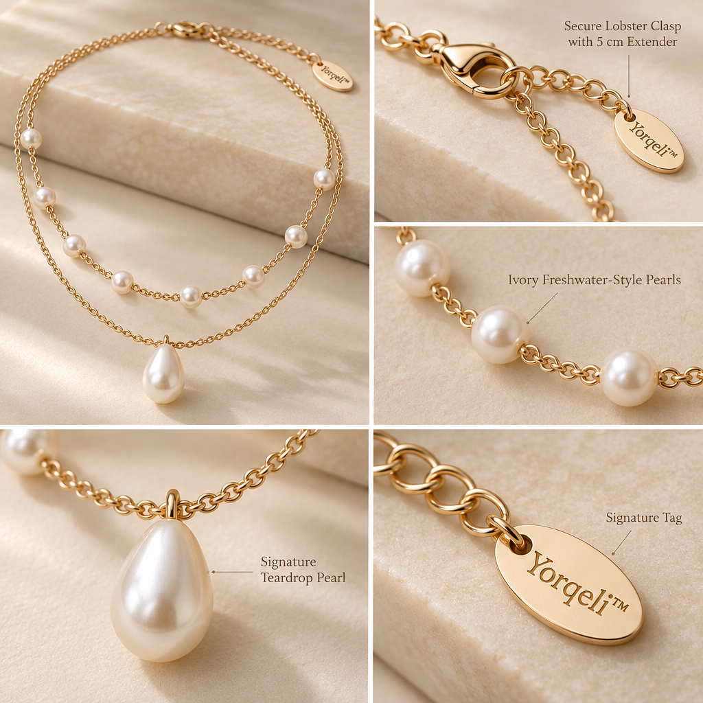 Yorqeli™ PearlDuet Double-Layer Pearl Collar Necklace image 4