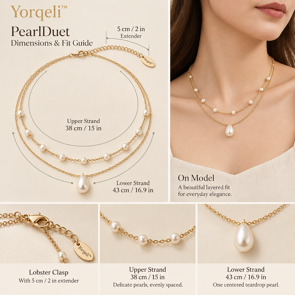 Yorqeli™ PearlDuet Double-Layer Pearl Collar Necklace image 6