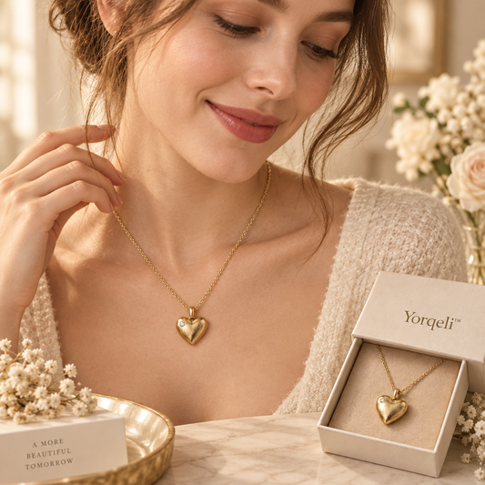 Yorqeli™ HeartKeepsake Vintage Heart Pendant Necklace product view
