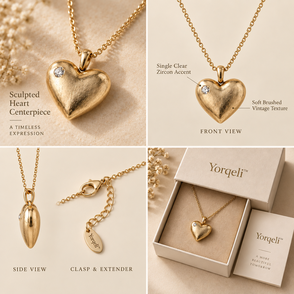 Yorqeli™ HeartKeepsake Vintage Heart Pendant Necklace image 3