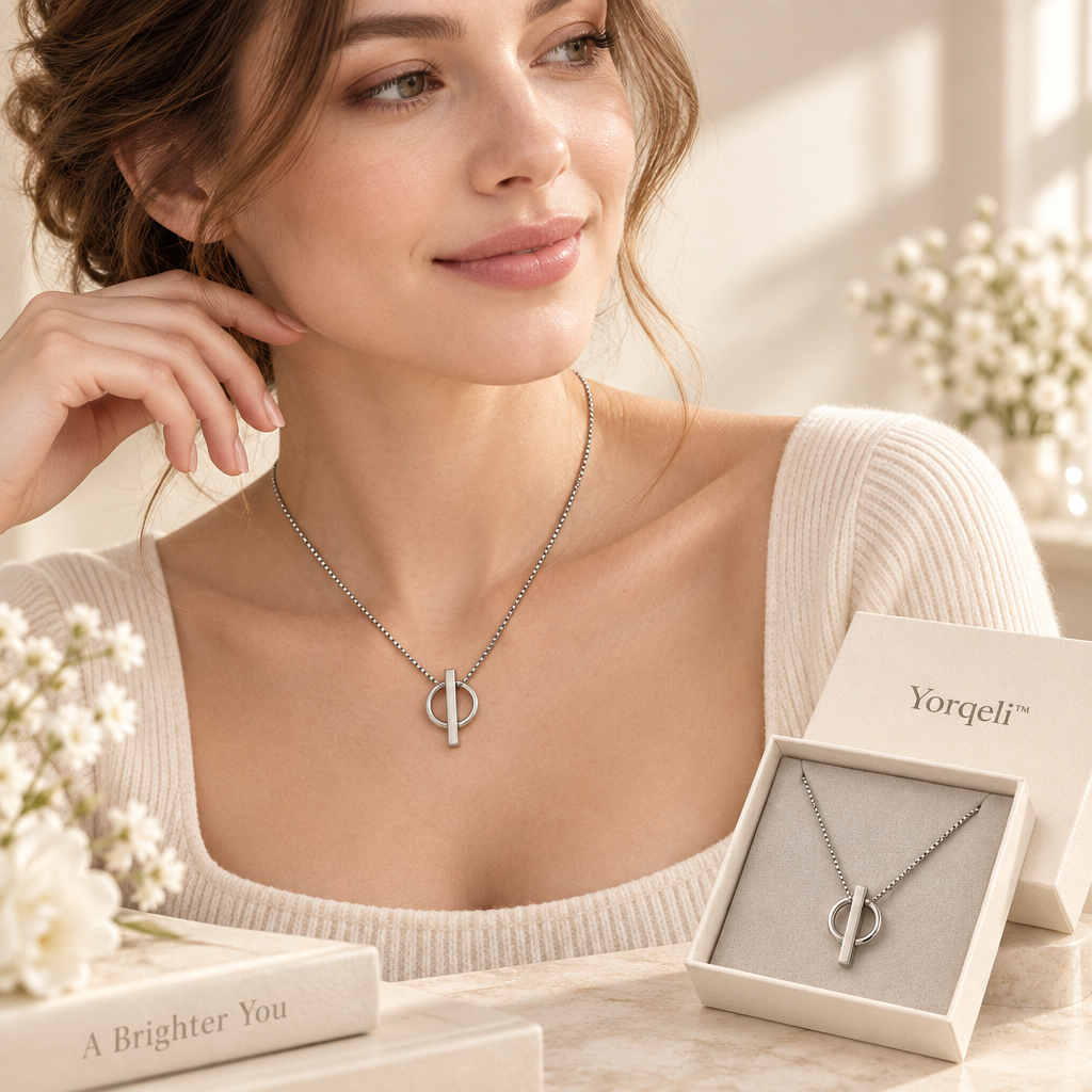 Yorqeli™ GeoLink Minimalist Geometric Titanium-Steel Necklace product view