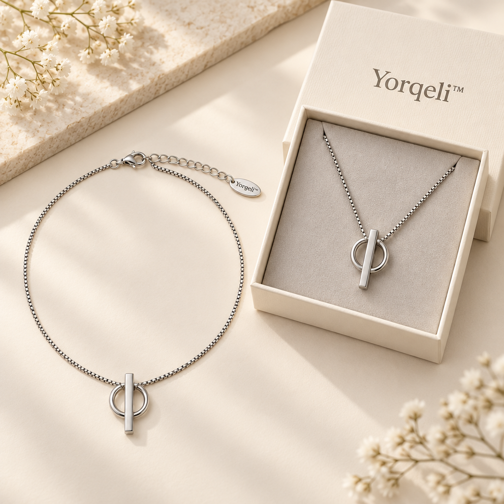 Yorqeli™ GeoLink Minimalist Geometric Titanium-Steel Necklace image 2