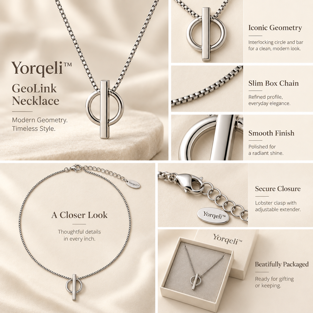 Yorqeli™ GeoLink Minimalist Geometric Titanium-Steel Necklace image 3