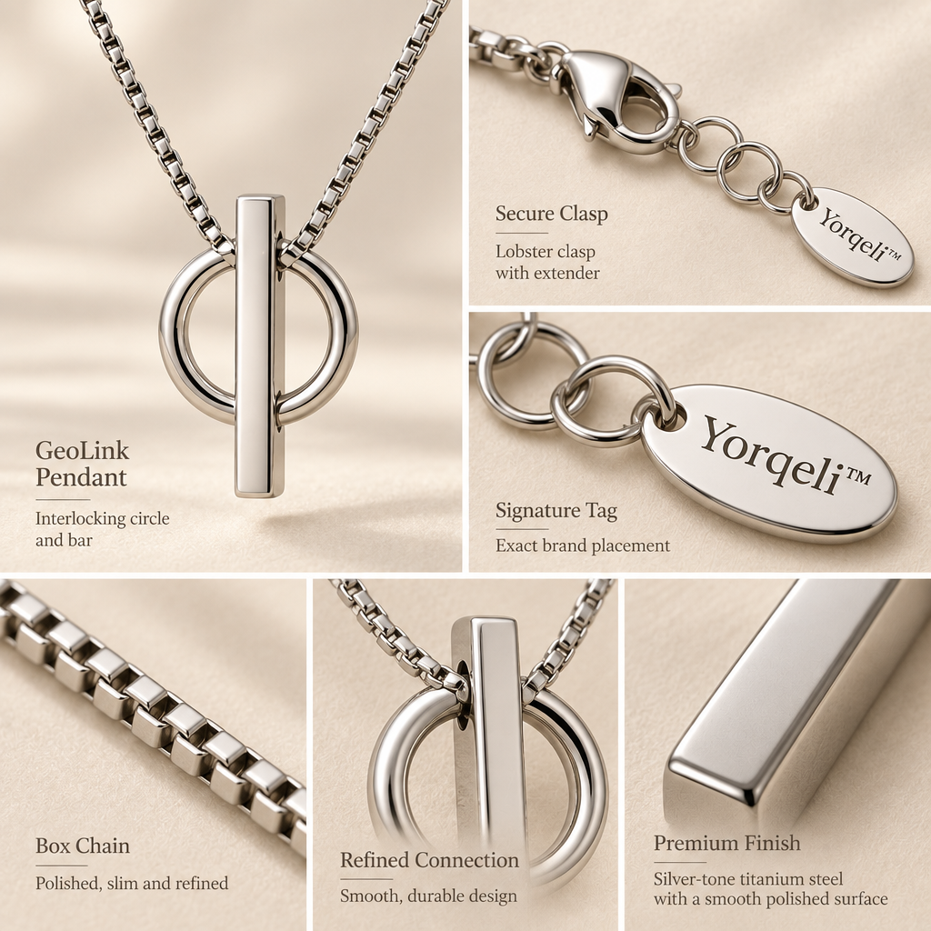 Yorqeli™ GeoLink Minimalist Geometric Titanium-Steel Necklace image 4