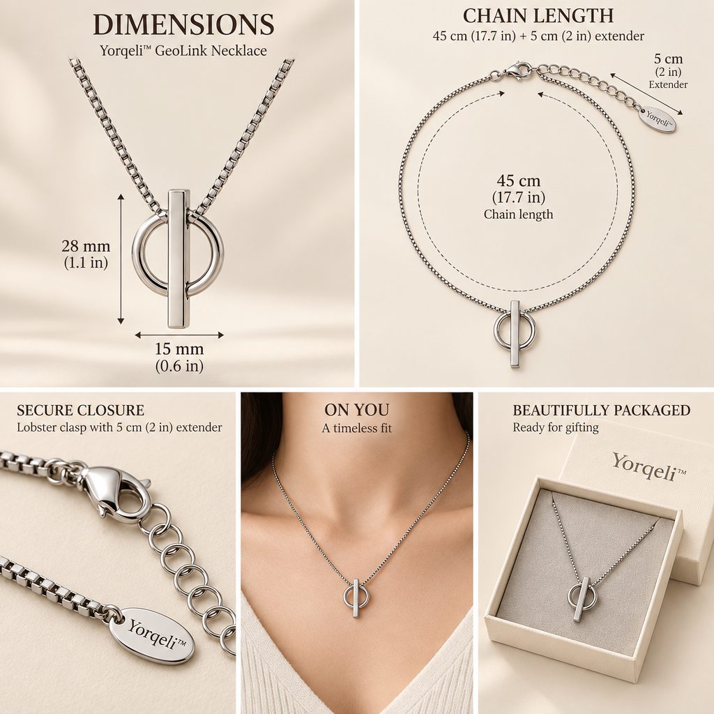 Yorqeli™ GeoLink Minimalist Geometric Titanium-Steel Necklace image 6