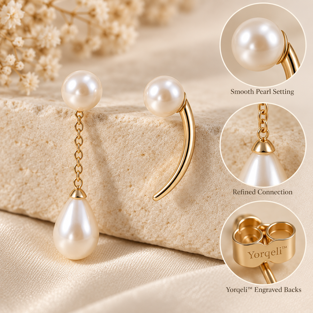 Yorqeli™ PearlMuse Asymmetric Pearl Earrings image 4