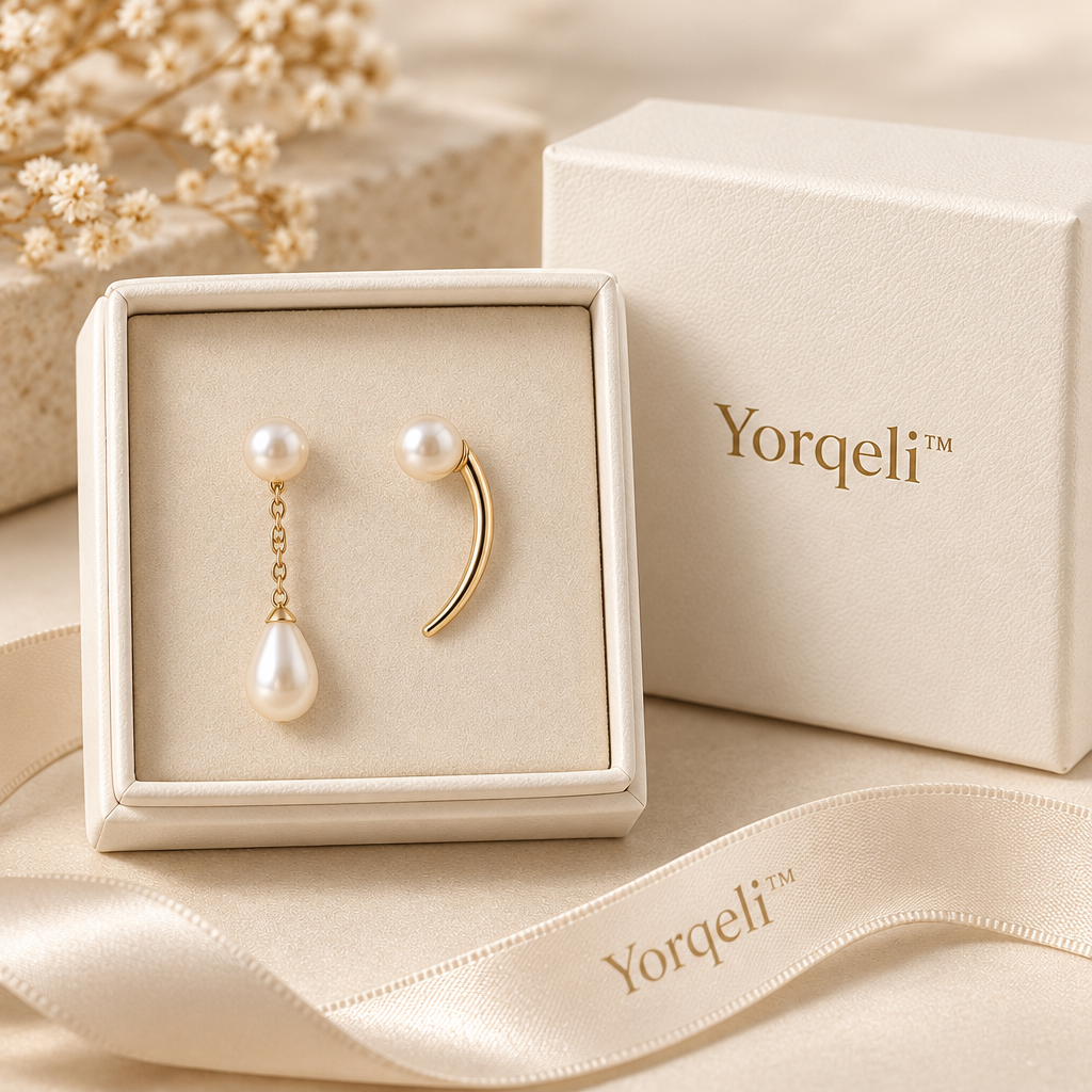 Yorqeli™ PearlMuse Asymmetric Pearl Earrings image 5