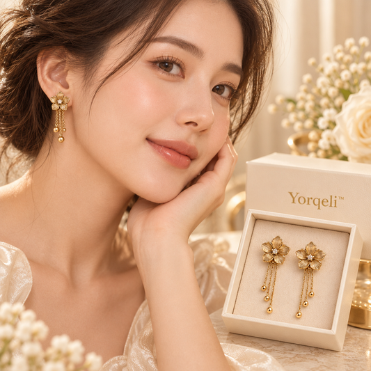 Yorqeli™ FloraTassel Vintage Floral Tassel Drop Earrings product view
