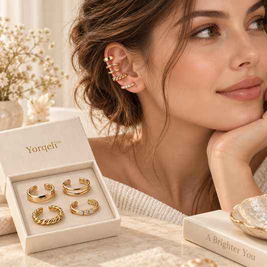 Yorqeli™ CuffEdit Minimalist Metal Ear Cuff Set product view