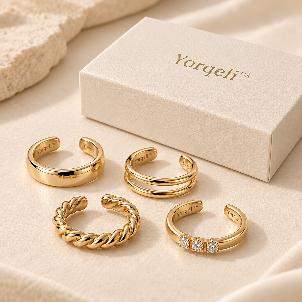 Yorqeli™ CuffEdit Minimalist Metal Ear Cuff Set image 2