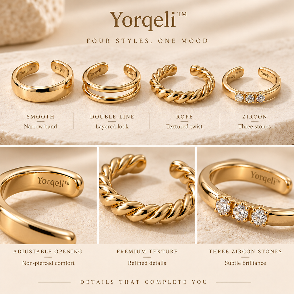 Yorqeli™ CuffEdit Minimalist Metal Ear Cuff Set image 3