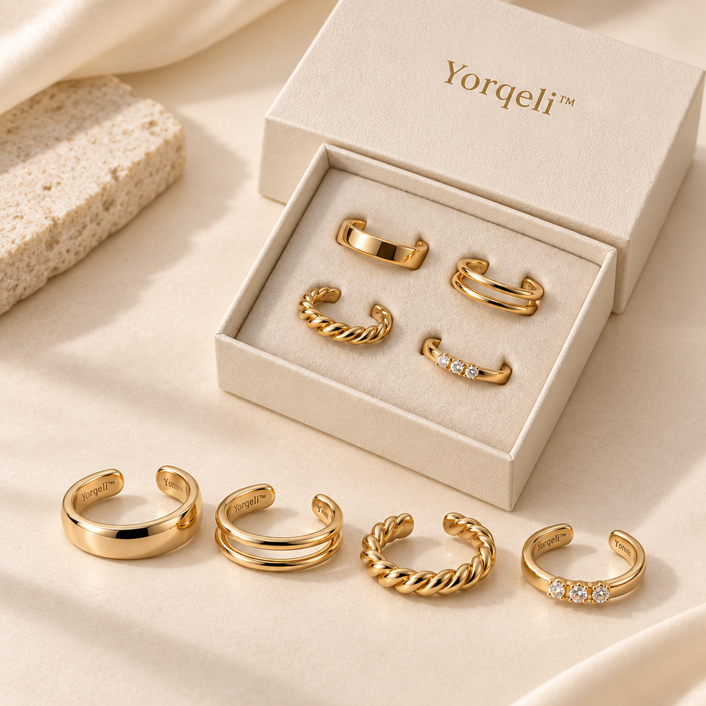 Yorqeli™ CuffEdit Minimalist Metal Ear Cuff Set image 5