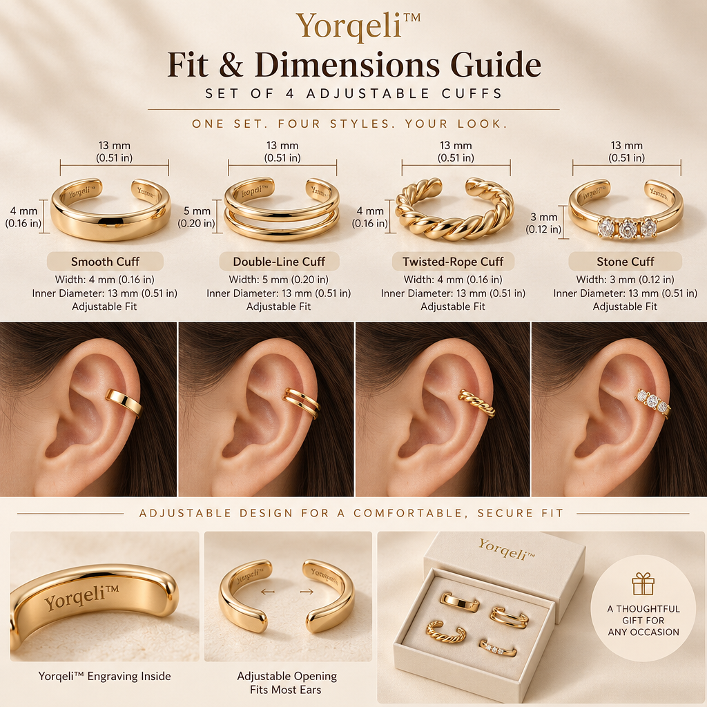 Yorqeli™ CuffEdit Minimalist Metal Ear Cuff Set image 6