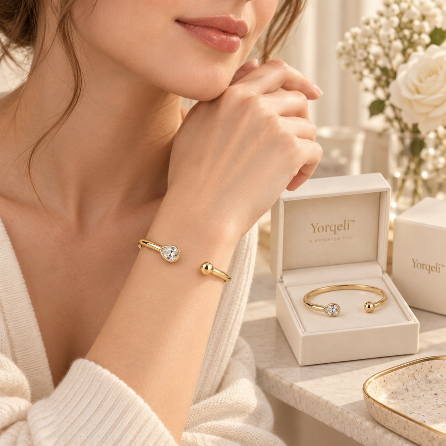 Yorqeli™ OpenRadiance Zircon Open Cuff Bangle product view