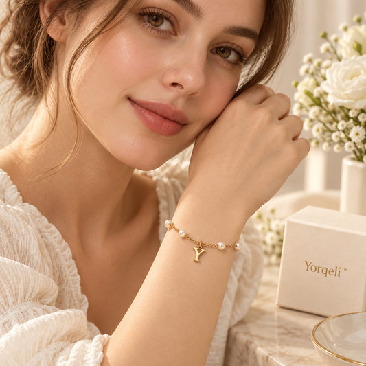 Yorqeli™ InitialPearl Pearl Initial Charm Bracelet product view