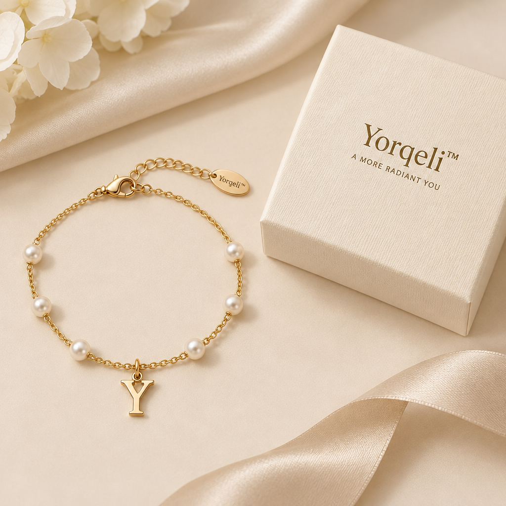 Yorqeli™ InitialPearl Pearl Initial Charm Bracelet image 2