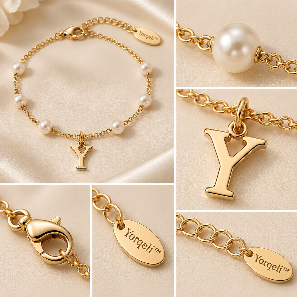 Yorqeli™ InitialPearl Pearl Initial Charm Bracelet image 4