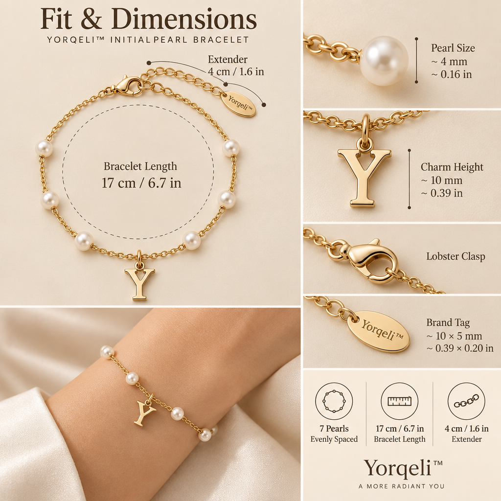 Yorqeli™ InitialPearl Pearl Initial Charm Bracelet image 6