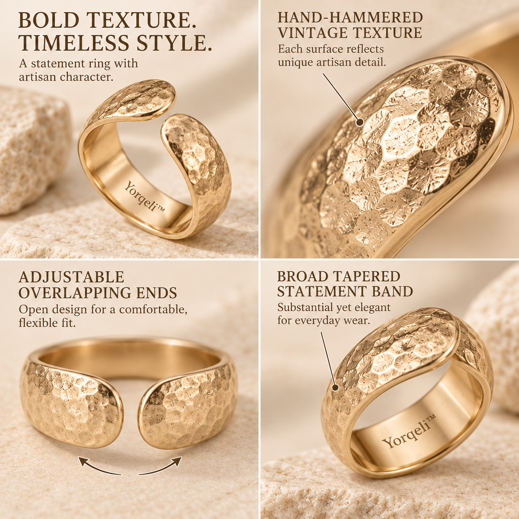 Yorqeli™ RelicTexture Vintage Textured Open Ring image 3