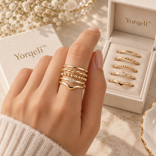 Yorqeli™ StackForm Minimalist Stacking Ring Set product view