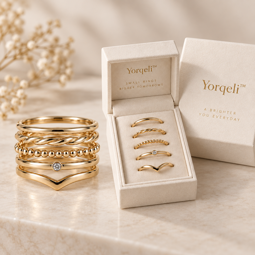 Yorqeli™ StackForm Minimalist Stacking Ring Set image 2