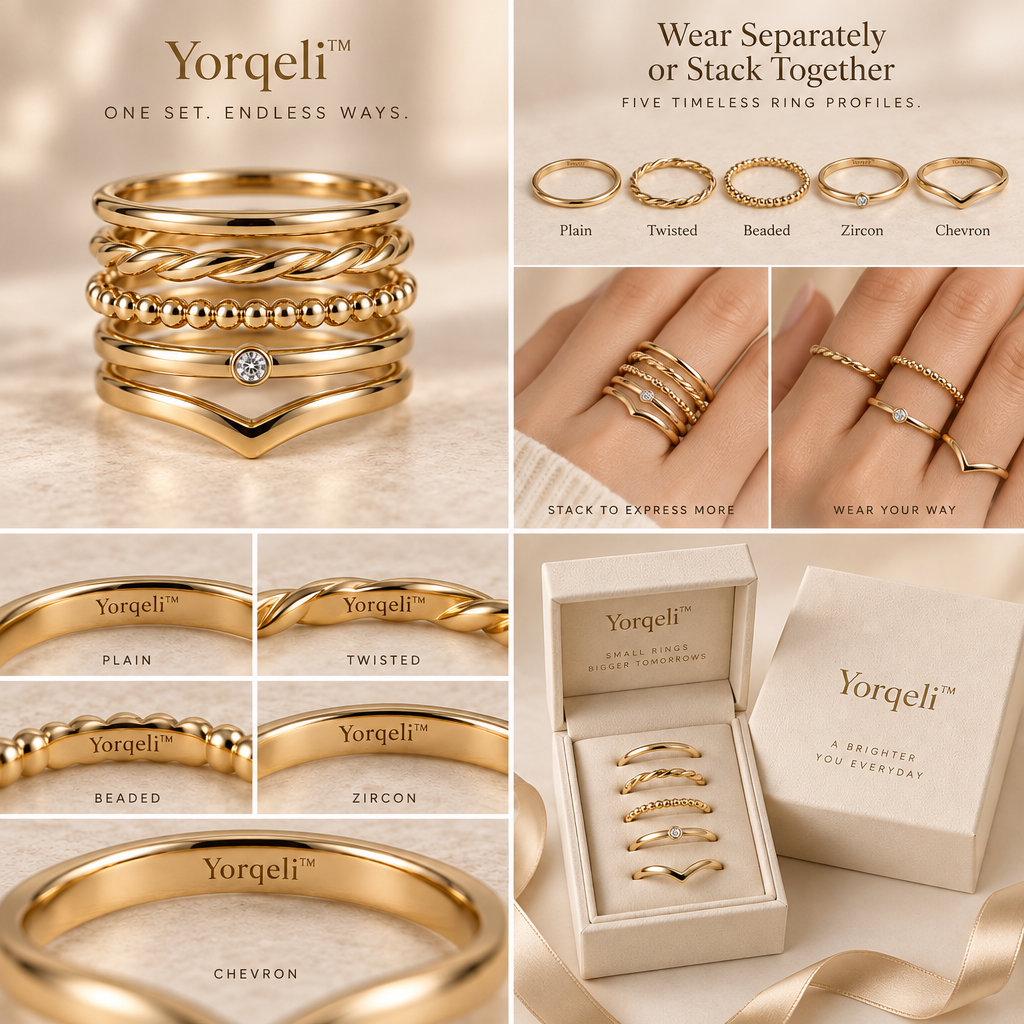 Yorqeli™ StackForm Minimalist Stacking Ring Set image 3
