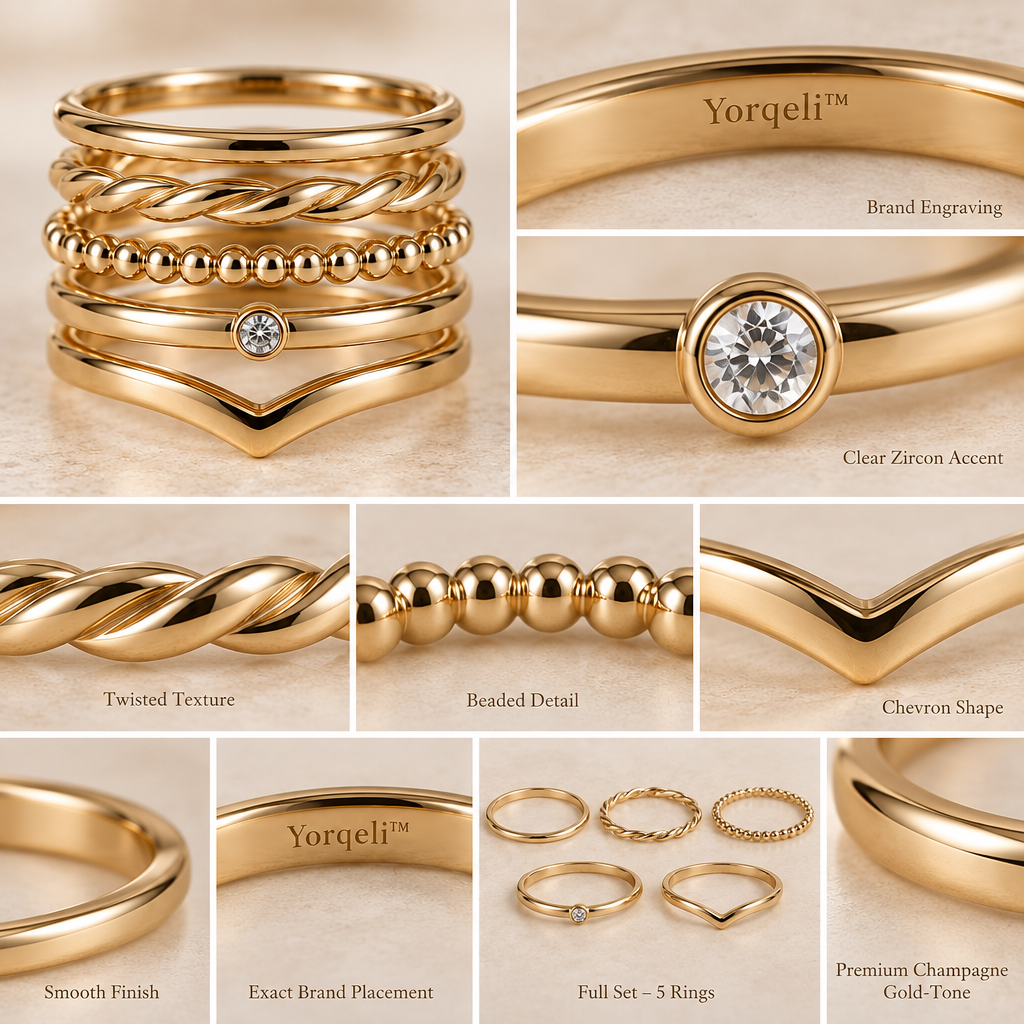 Yorqeli™ StackForm Minimalist Stacking Ring Set image 4