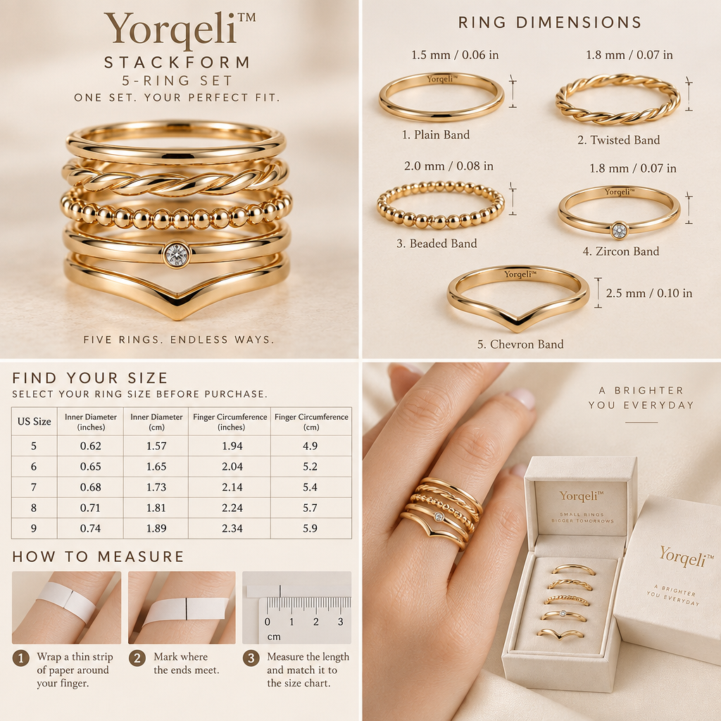Yorqeli™ StackForm Minimalist Stacking Ring Set image 6