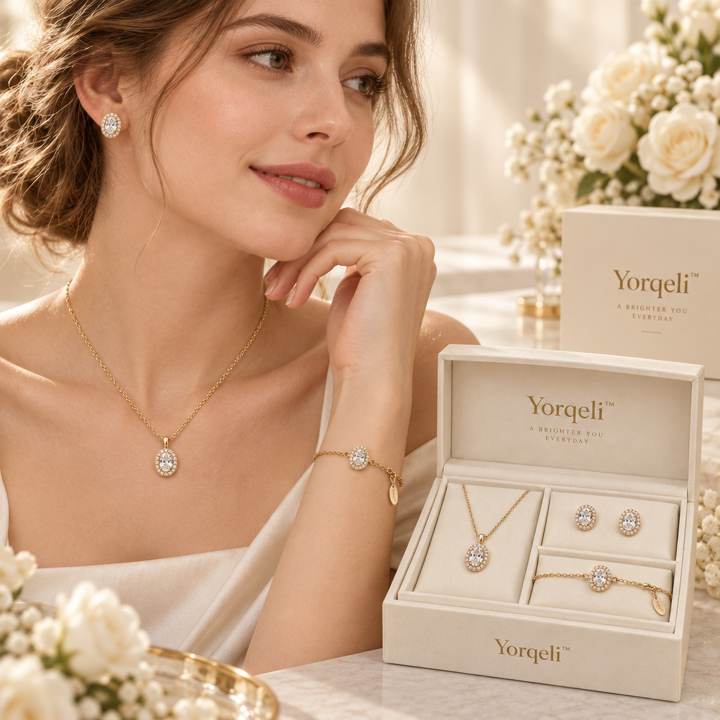 Yorqeli™ OvalTrio Zircon Three-Piece Jewelry Set product view