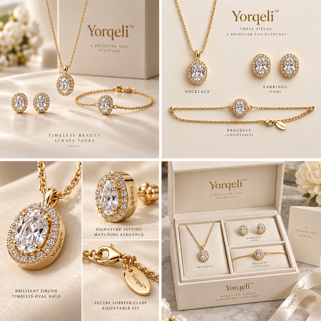 Yorqeli™ OvalTrio Zircon Three-Piece Jewelry Set image 3