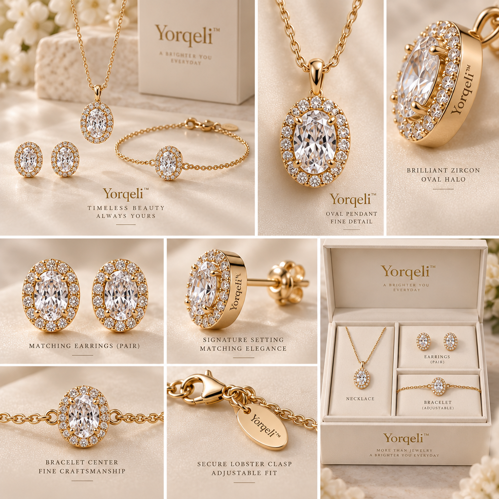 Yorqeli™ OvalTrio Zircon Three-Piece Jewelry Set image 4